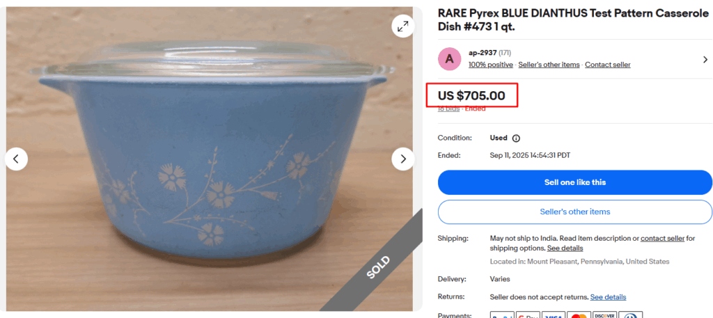 Blue Dianthus Pyrex Casserole