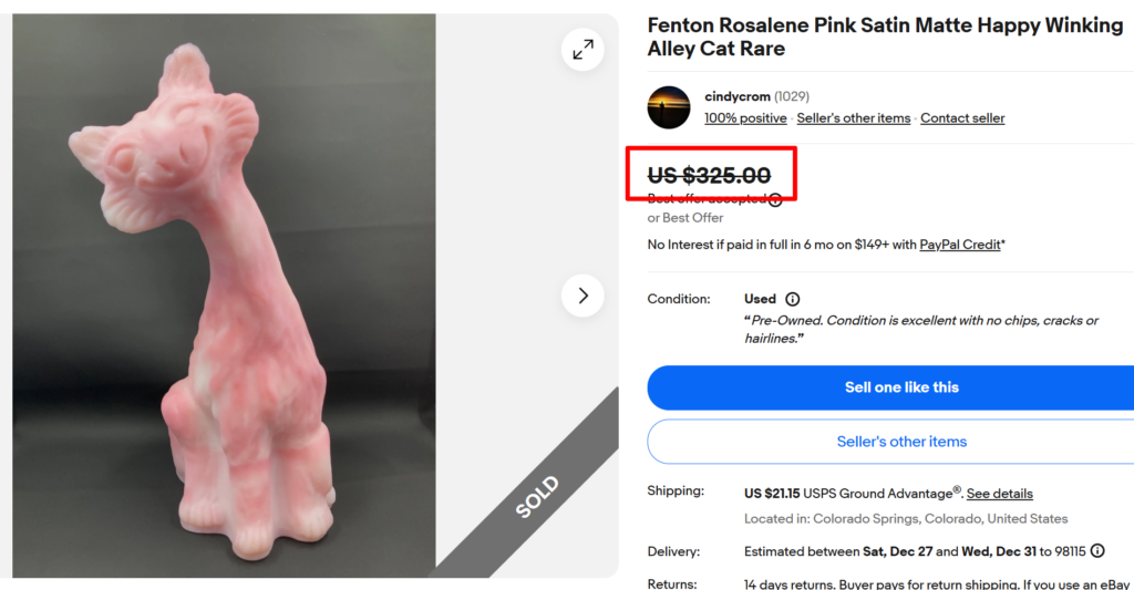 Fenton Rosalene Pink Alley Cat