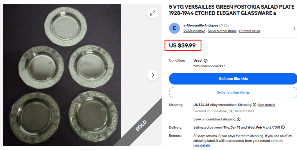 Fostoria Green Glass Salad Plates