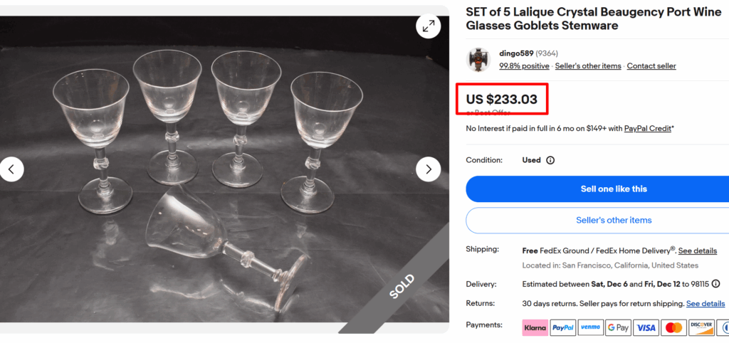 Lalique's Beaugency Port Wine Glasses