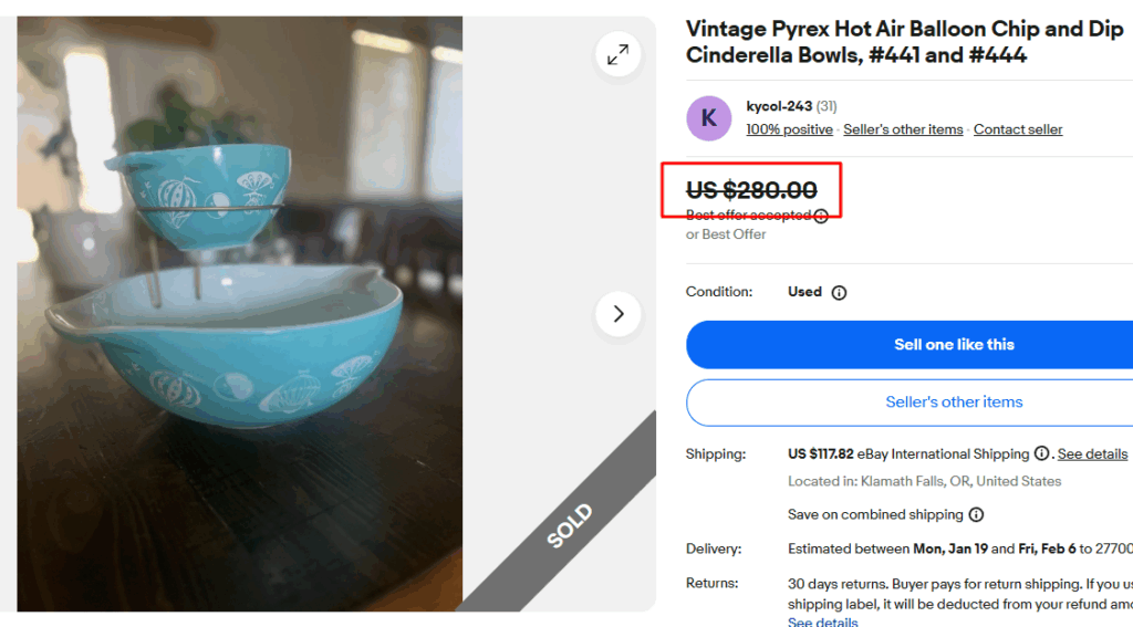 Pyrex Blue Air Balloon Chip and Dip Bowls
