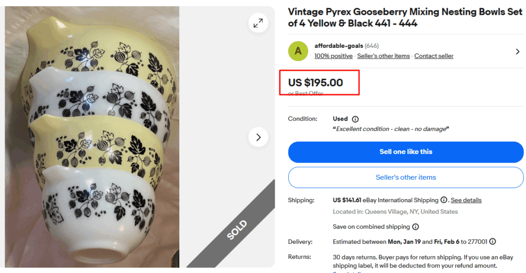Pyrex Gooseberry Black on White & Yellow Bowls