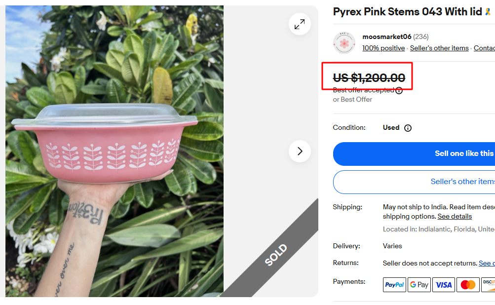 Pyrex Pink Stem Casserole