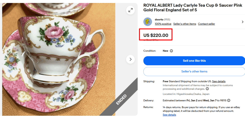 Royal Albert Lady Carlyle Tea Cup Set