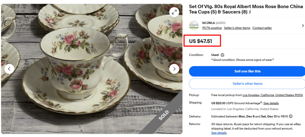 Royal Albert Moss Rose China Tea Cups