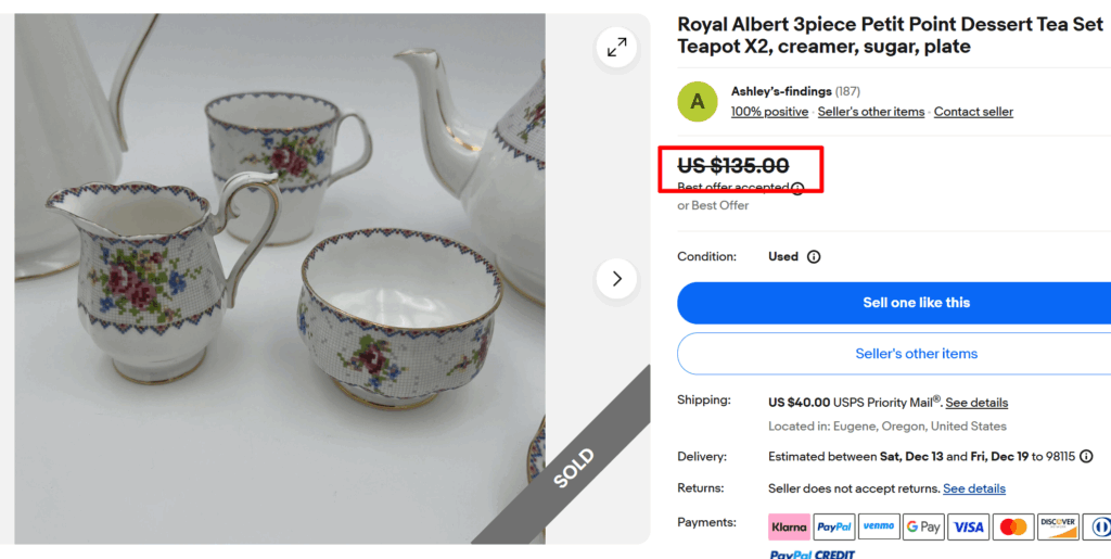 Royal Albert Petit Point 3-Piece Tea Service