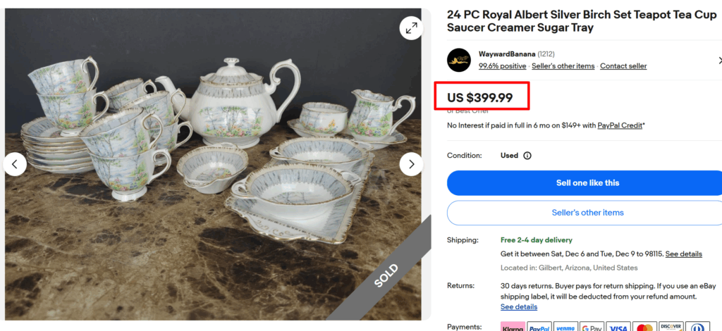 Royal Albert Silver Birch 24-piece Tea Set
