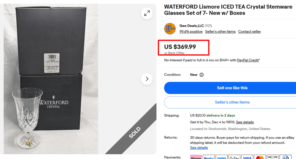 Waterford's Lismore Iced Tea Stemware