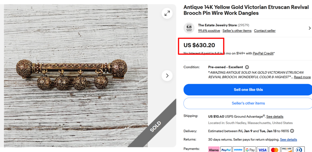 Archeological Revival Gold Brooch