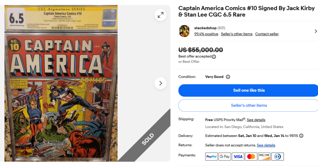 Captain America #10 Signed Comic Book