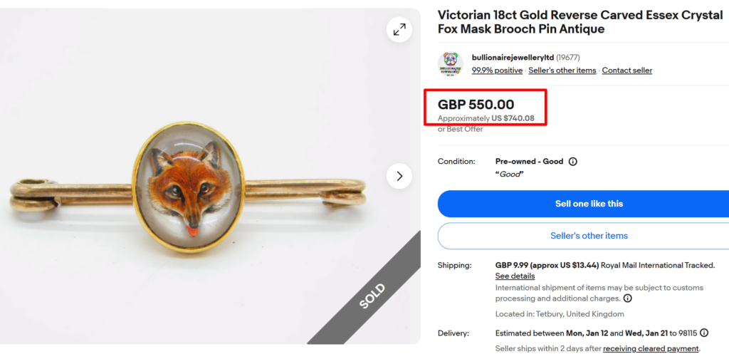 Essex Crystal Reverse Carved Brooch Pin