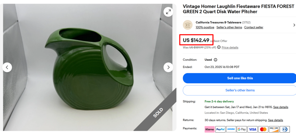 Fiesta Forest Green Water Pitcher