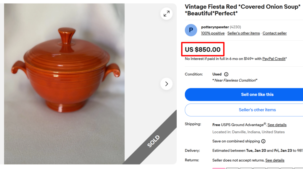 Fiesta Red Covered Onion Soup Bowl