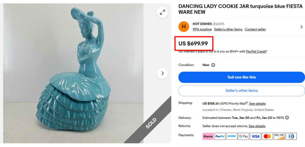 Fiesta Turquoise Dancing Lady Cookie Jar