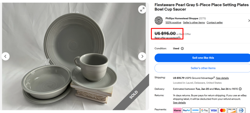 FiestaWare Pearl Gray Place Setting Set