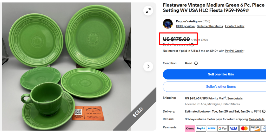 Fiestaware Medium Green Place Setting Set