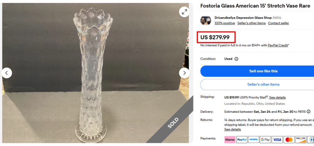 Fostoria American Glass Stretch Vase