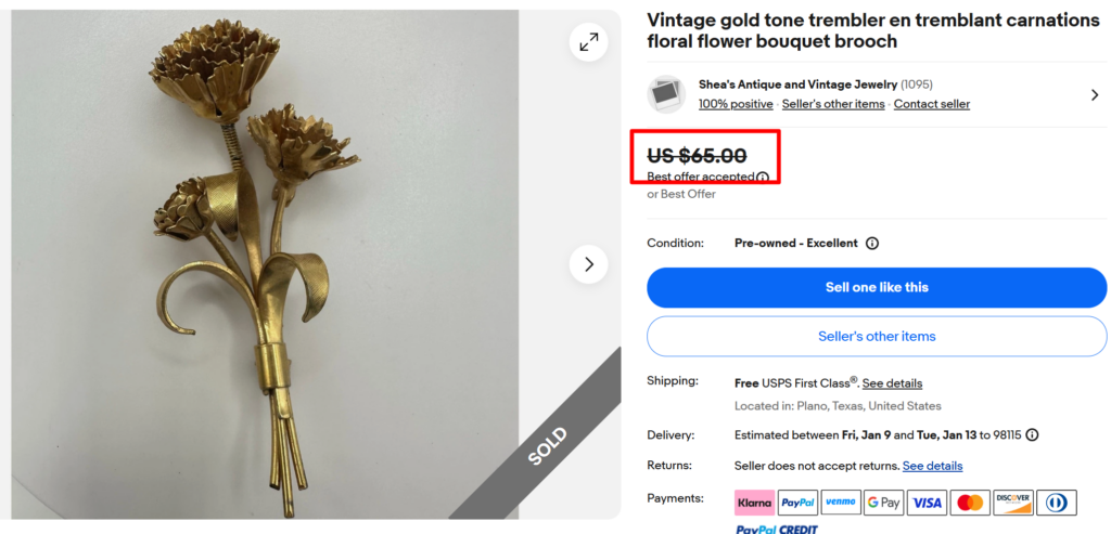 Gone Tone En Tremblant Flower Brooch