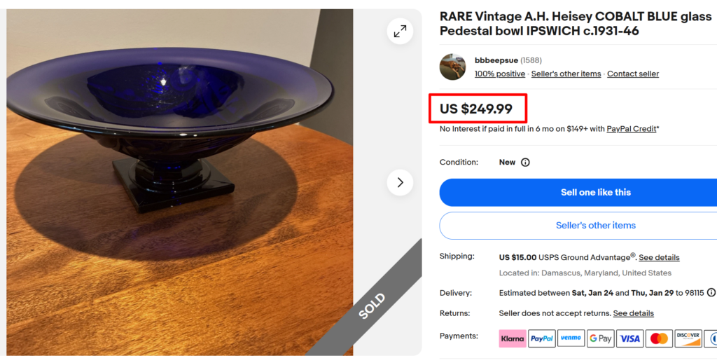 Heisey Cobalt Blue Pedestal Bowl