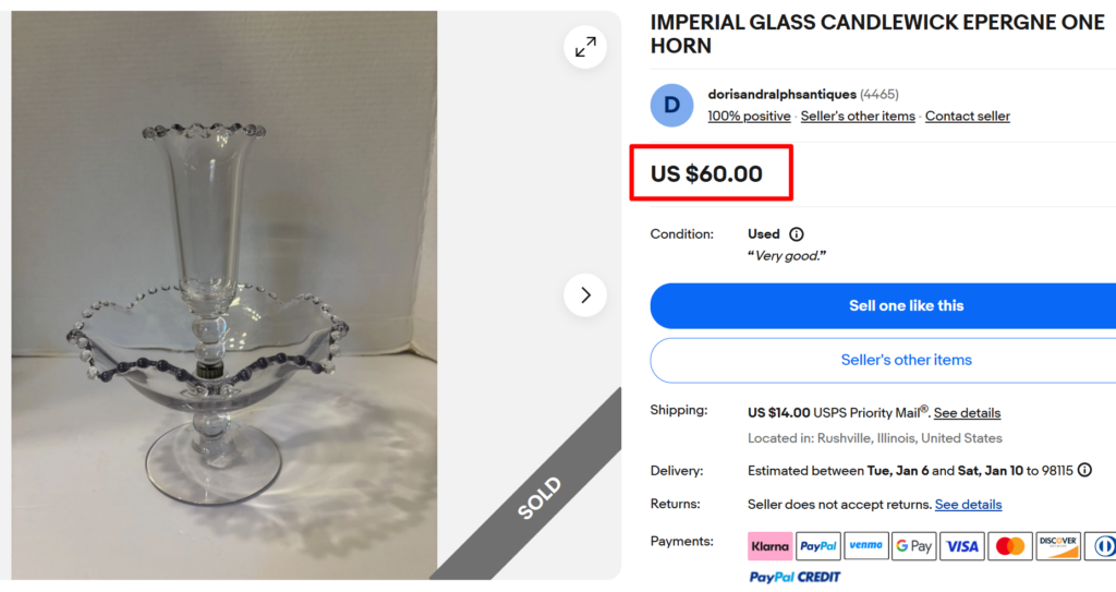 Imperial Candlewick Epergne