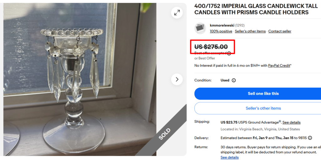 Imperial Glass Candlewick Candleholders