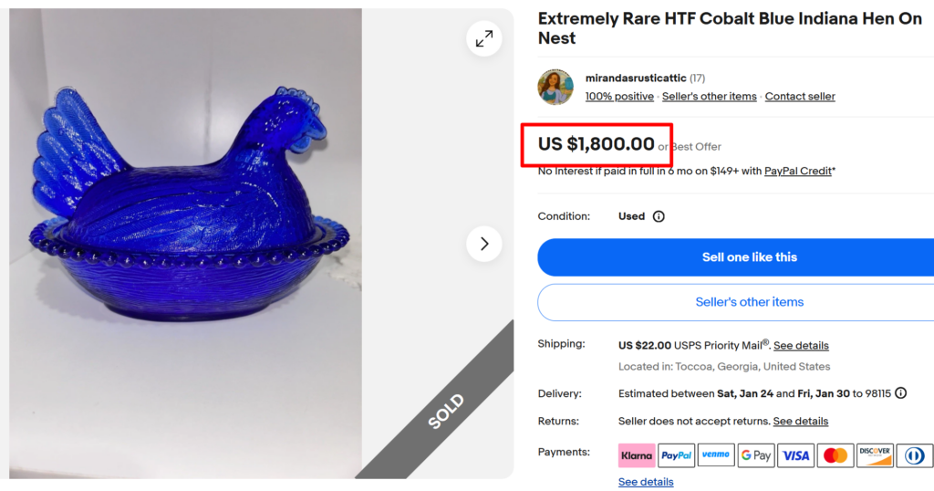 Indiana Glass Hen on Nest Cobalt Dishes