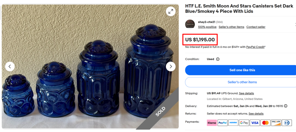 L.E. Smith Moon & Stars Canister Sets