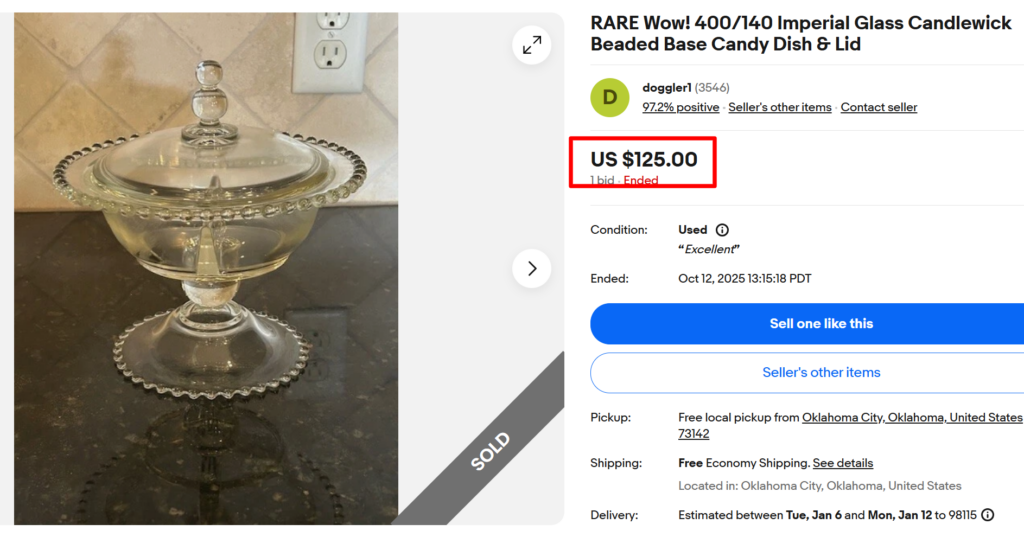 Large Candlewick Lidded Candy Dish