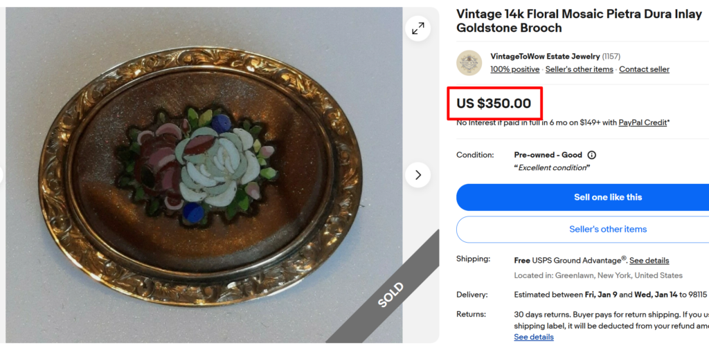 Pietra Dura Floral Brooch