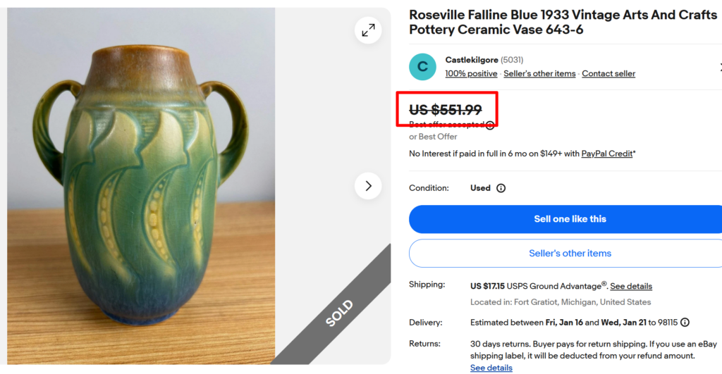 Roseville Falline Blue Vases