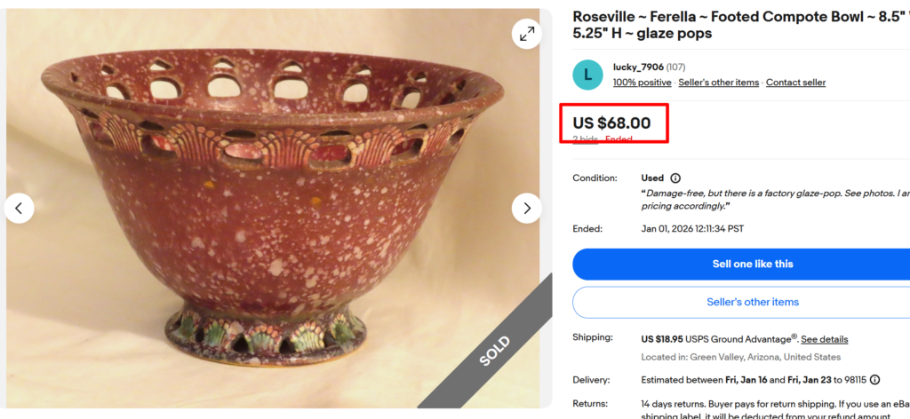 Roseville Ferella Perforated Footed Bowl