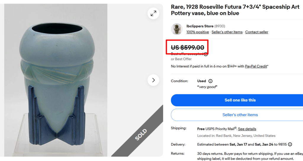 Roseville Futura SpaceShip Vase