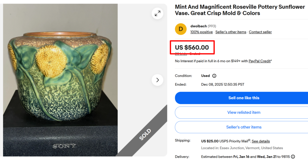 Roseville Sunflower Vase