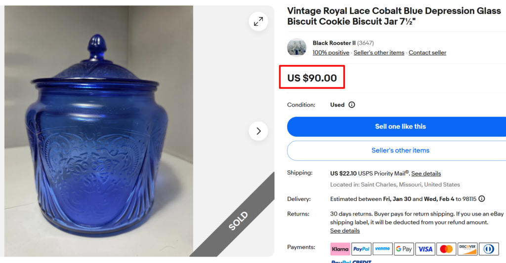Royal Lace Cobalt Cookie Jar