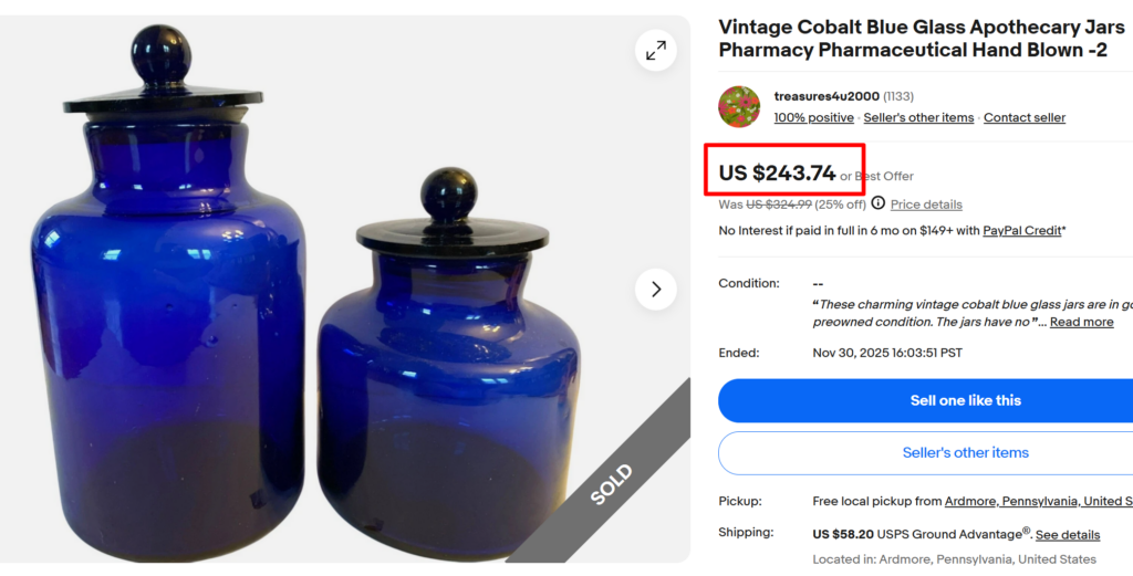 Vintage Cobalt Blue Apothecary Jars