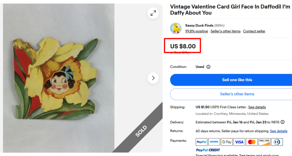 Vintage Valeintine's Day Card