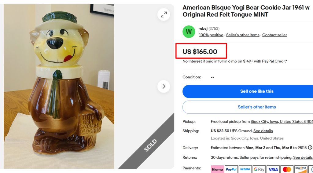 American Bisque Yogi Bear Cookie Jar