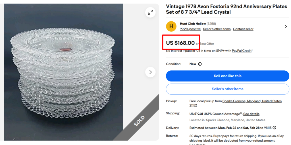 Avon Fostoria Plates