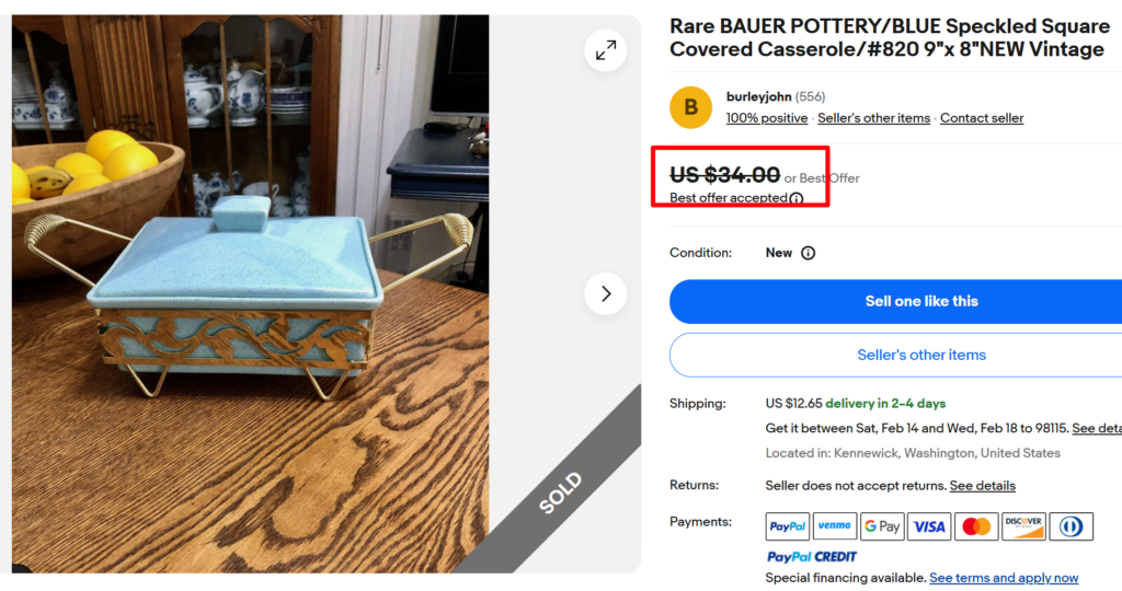 Bauer Ceramic Lidded Casserole