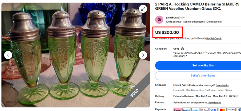 Cameo Green Salt and Pepper Shaker