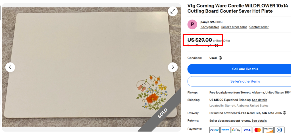 Corelle Counter Saver Wildflower Board