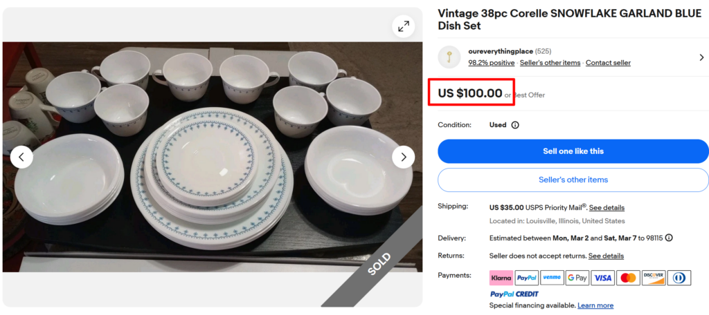 Corelle Snowflake Blue Dinner Set