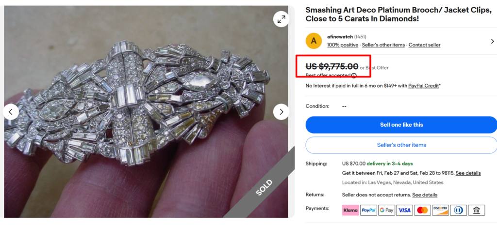 Diamond Platinum Art Deco Brooch