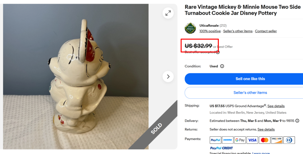 Disney Turnabout Mickey and Minnie Mouse Cookie Jar