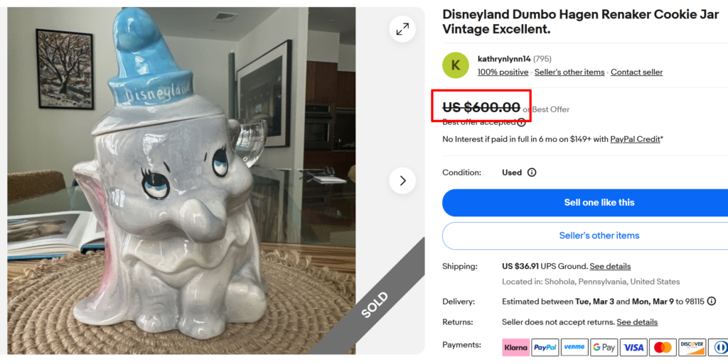 Disneyland Dumbo Cookie Jar