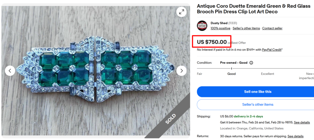 Double-Clip Duette Art Deco Brooch