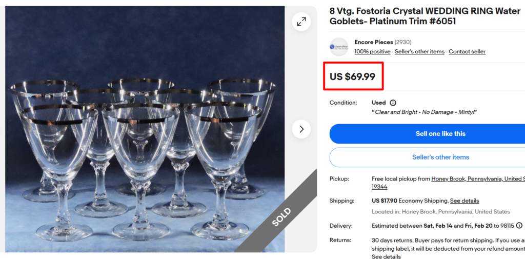 Fostoria Crystal Wedding Ring Goblets