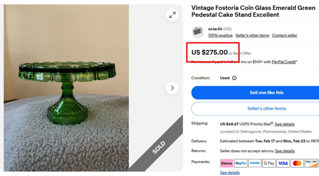 Fostoria Coin Cake Stand