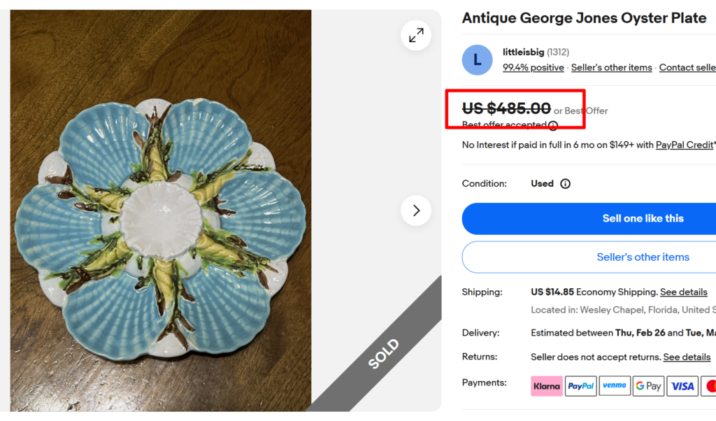 George Jones Majolica Oyster Plates