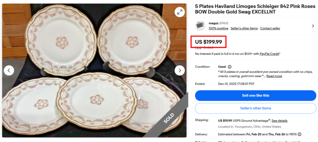 Haviland Limoges Pink Roses Plates